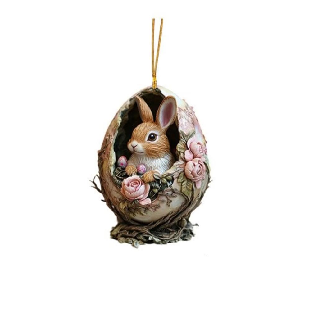 Easter Decor for Room Easter Bunny Hanging Ornaments 2D Acrylic Bunny Car Decorative Pendant with Egg & DecoraçãO Quarto