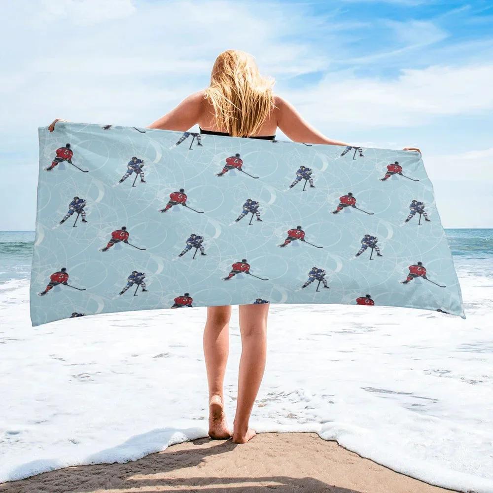 Retro Abstract Hockey Sneakers Soft Quick-drying Bath Towels Outdoor Seaside Round Beach Towel Microfiber Face Towel