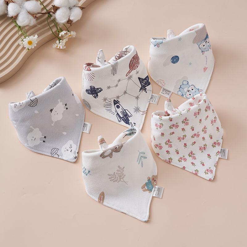 Newborn Pure Cotton Snap Bib - Double Layer Triangle Scarf for Babies