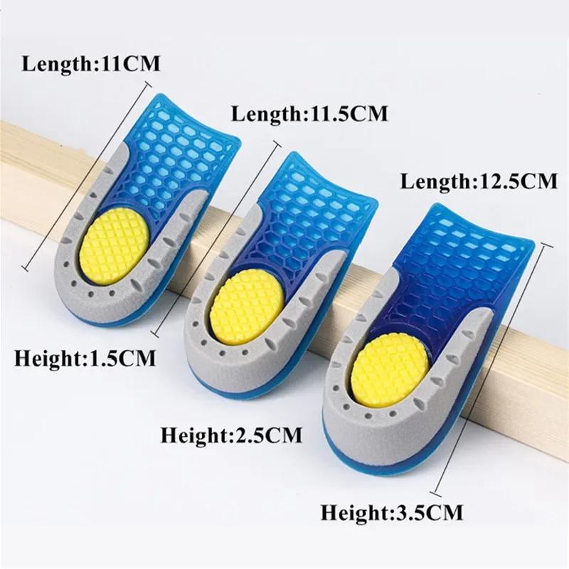 Heightening Half Pad Invisible Honeycomb Elastic Height Increase Insoles Silicone Gel for Men Women Soft Comfort Inner Growing