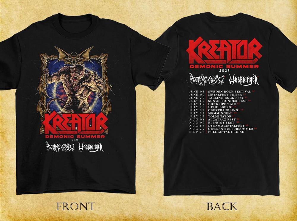 2 Sides Kreator Band Summer European Tour 2025 Shirt Black Unisex S5XL Unisex T-Shirt M