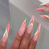 24Pcs Wine Red French Stiletto Press On Nails With 3D Bow Cherry Pearl Decor Detachable Fake Nail Tips