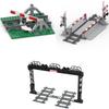Потяги Залізничні Переїзди Підйомні Бар'єри Кріплення до Колії Збірка MOC Міський Рух Дорога Будівельні Блоки Аксесуари