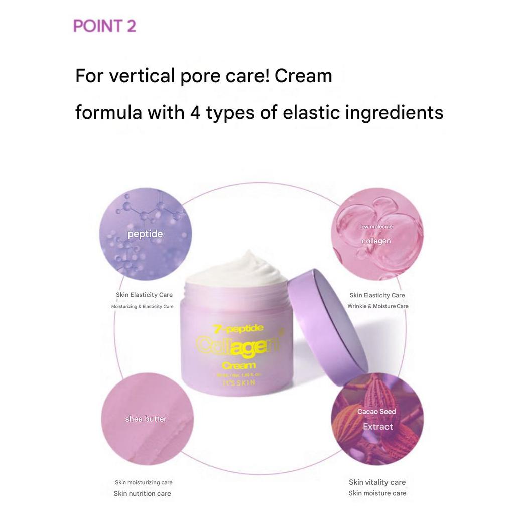 It’s Skin 7 Peptide Crème Fermeté Collagène 50ml | Hydratant Coréen Anti-âge