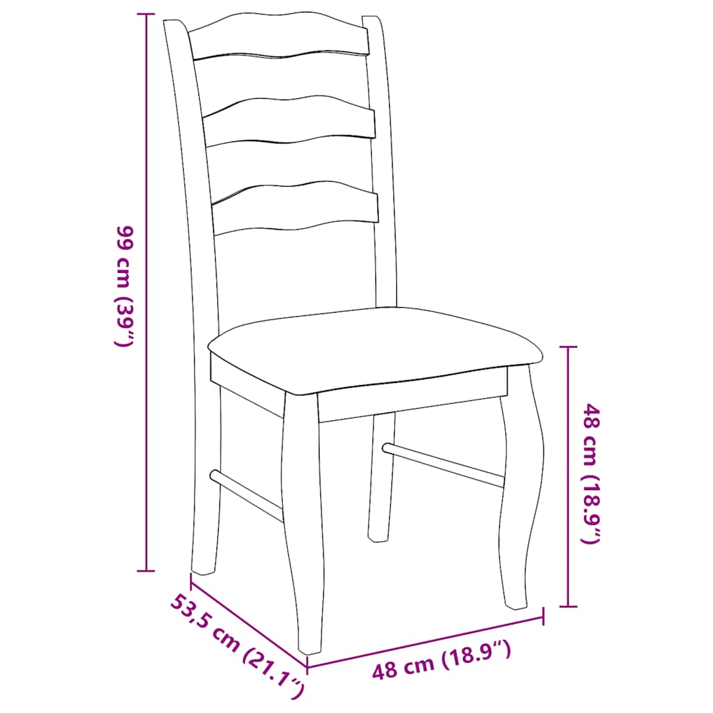 Dining Chairs with Cushions 2 pcs Natural Solid Rubberwood