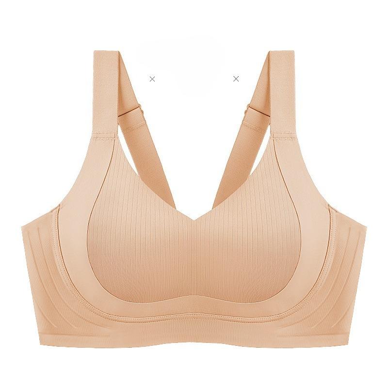 Plus Size Rabbit Ear Cup Minimizer Bra, Wireless Thin Soft Support Lifting Anti-Sag Side Gathering Bra for Full Bust Women