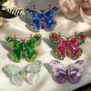 Enamel Butterfly Pin Women Brooch Sparkling Rhinestones Faux Pearl Butterflies