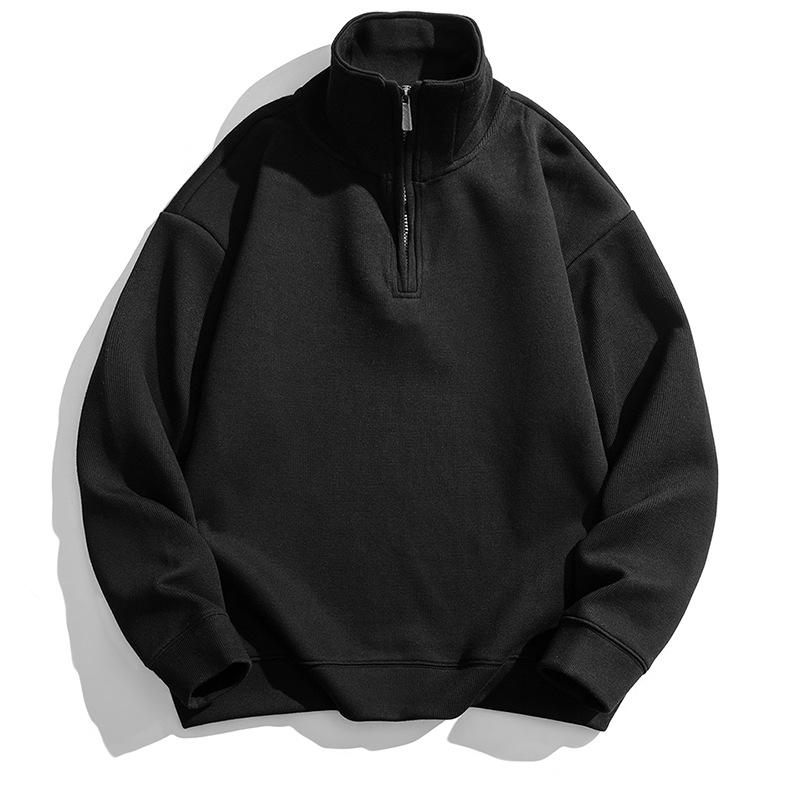 Men's Half-High Collar Zipper Hoodie - Casual, Loose, Versatile Base Layer for Couples