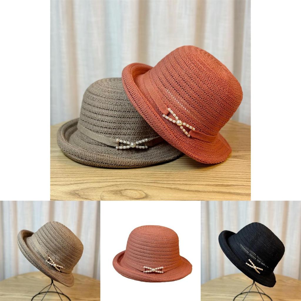 Chic Pearl Summer Hat For Women Lightweight Breathable Bucket Hat For Outdoor Activities