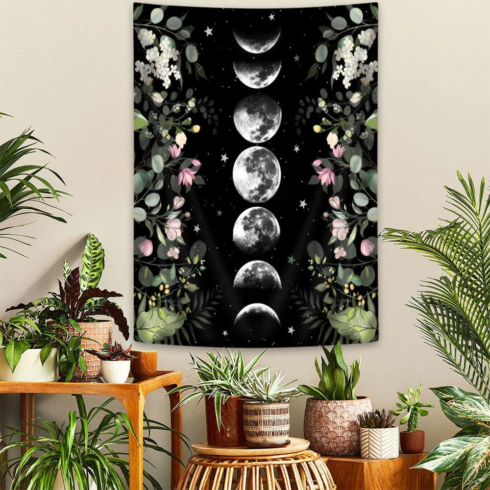 Moon Phase Tree Of Life Wall Tapestry Butterfly Floral Starlit Spiritual Decor Boho Mandala Wall Hanging Tapestrys For Bedroom