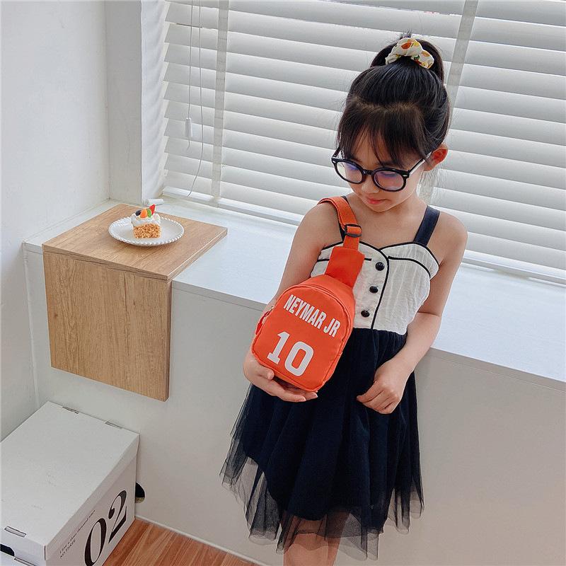 Korean Style Nylon Bumbag for Kids, Cute Letter Print Chest Pouch, Fashionable Crossbody Shoulder Bag for Boys and Girls KTB