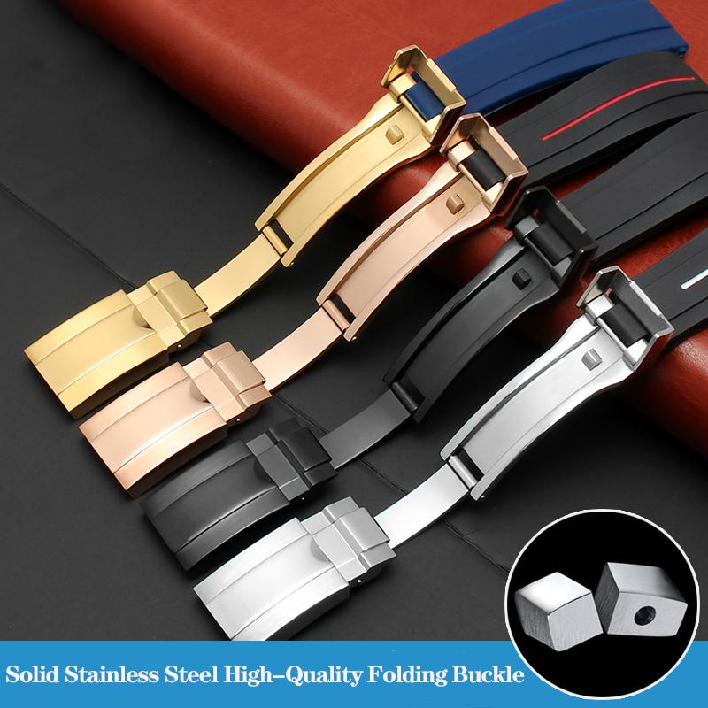 Correa de Reloj de Caucho Para Seiko Tudor Citizen Correa Con Hebilla de Acero Inoxidable Pulsera de Reloj Impermeable 20mm 21mm Negro Azul