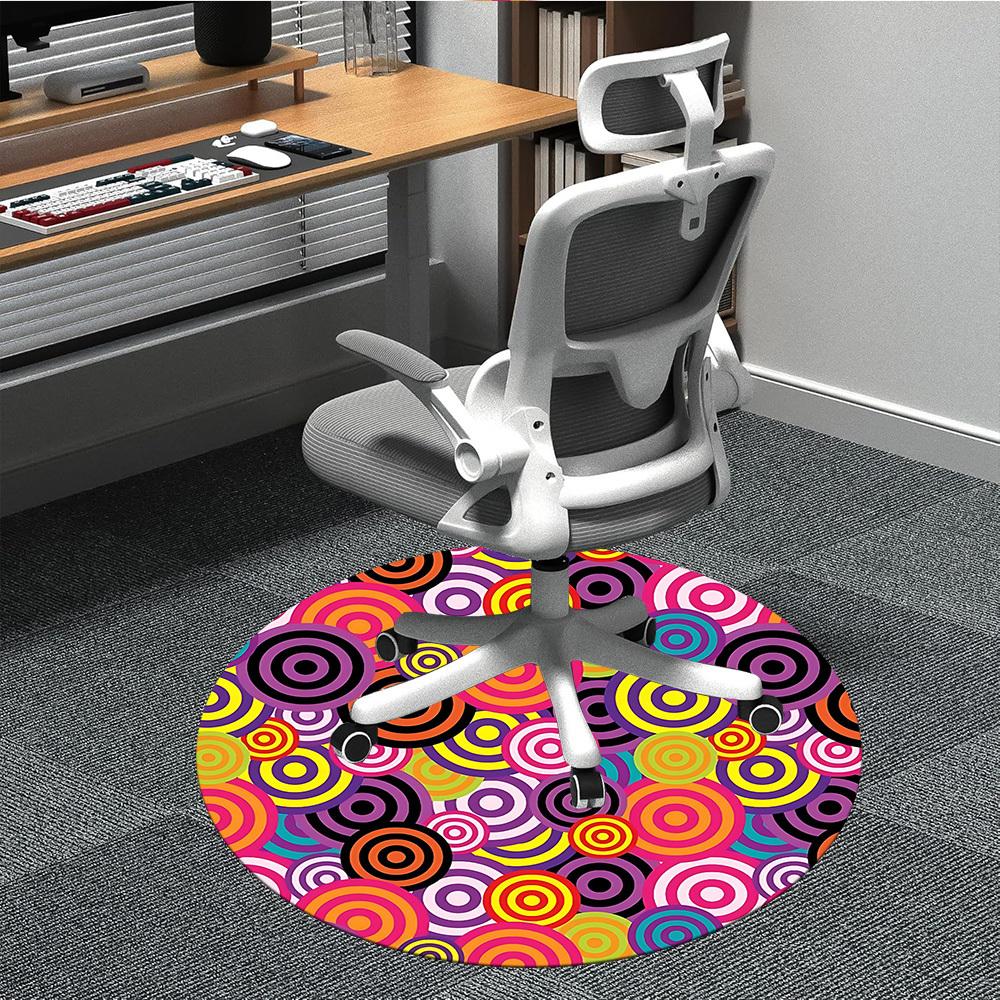 

1pc Colorful Circles Pattern Chair Carpet for Office, Soft, Non-Slip Polyester Mat, Office, Entryway, Living Room, Bedroom, yy251207265 80cm by 80cm