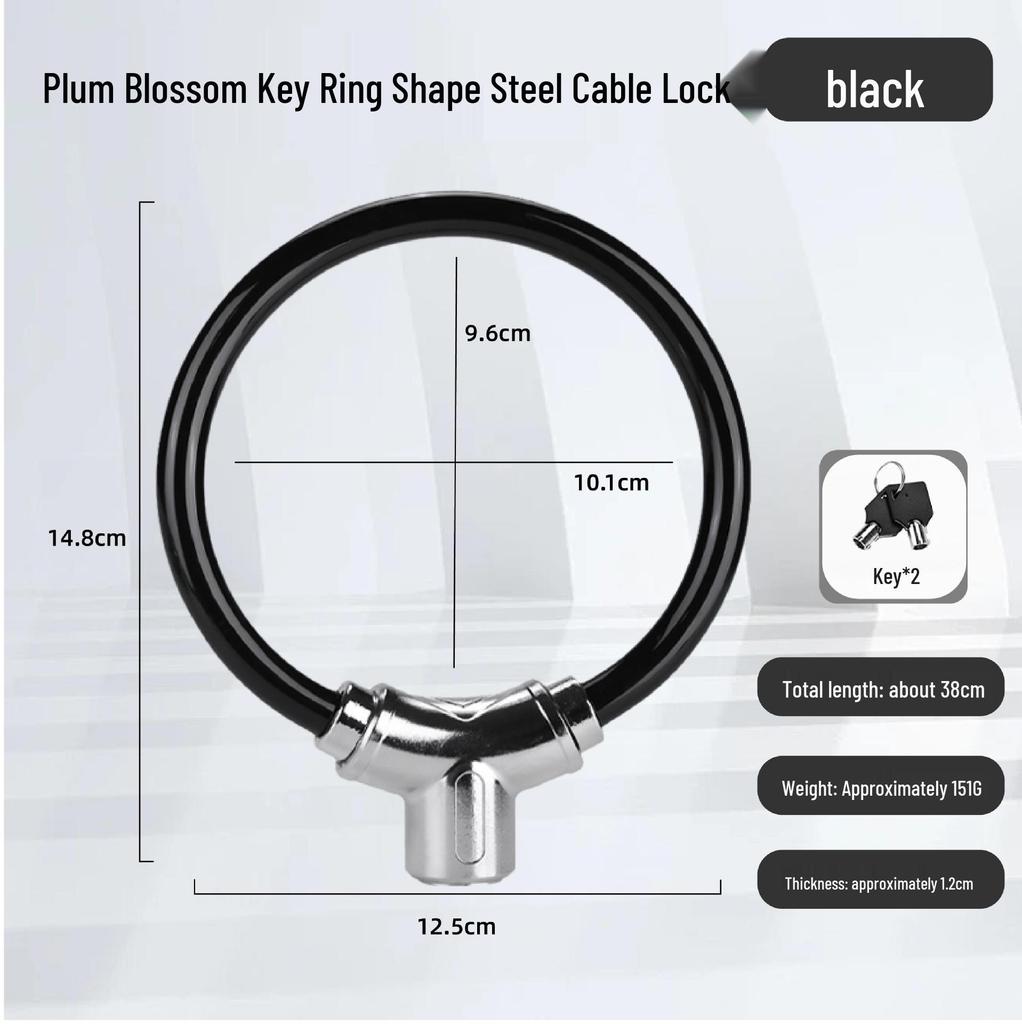 Universal Bike Lock: Anti-Theft Password Lock for Mountain Bikes & E-Bikes, Leather Ring, Portable Thick Cable Lock, Durable & Secure.
