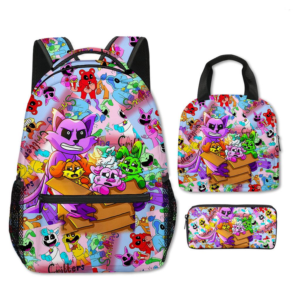 Haut de gamme Créatif Cool JoJo Aventure Merveilleuse Conception 3D 3 pièces/Ensemble élève Apprenant Sacs Quotidien Ordinateur Portable Sac à Dos Sac repas Pochette à Crayons
