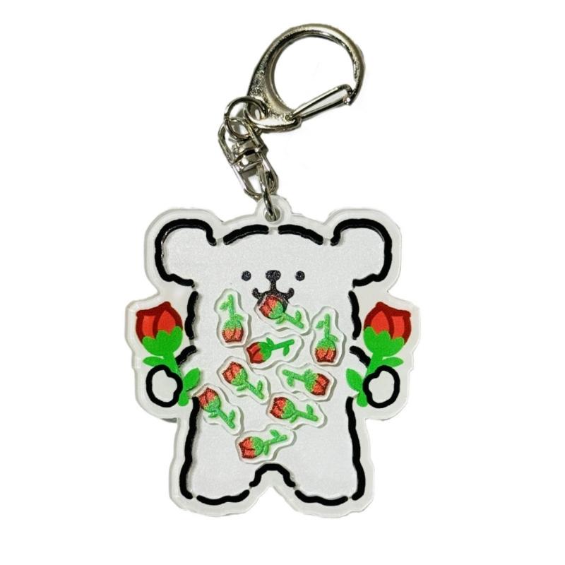 

Cute Acrylic Cartoon Dog Rose Keychain with Dynamic Charm Stylish Keyrings Accessories Unique Gift for Animal Lovers 1