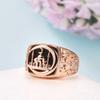 Punk Black Stone Square Castle Men Ring Fashion  Rose Gold Color Accessories High Quality Daily Fine Jewelry