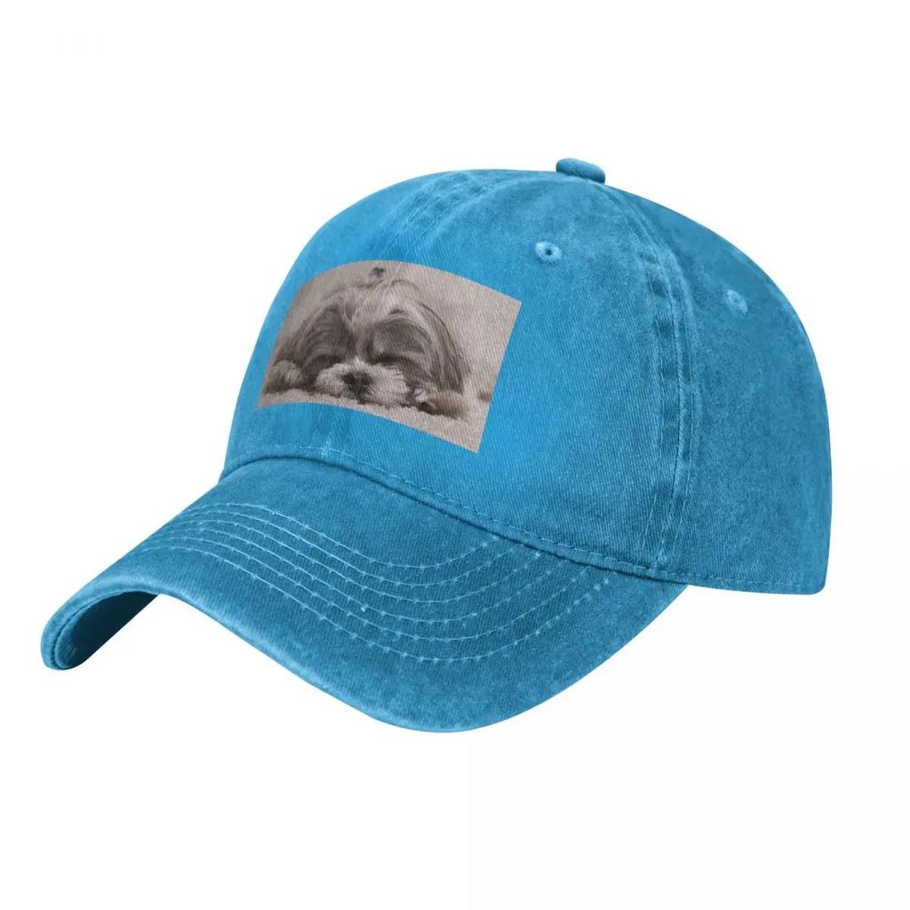 Shih Tzu Sleeping Baseball Caps Fashion Denim Hats Outdoor Adjustable Casquette Sports Baseball Cowboy Hat for Unisex Women