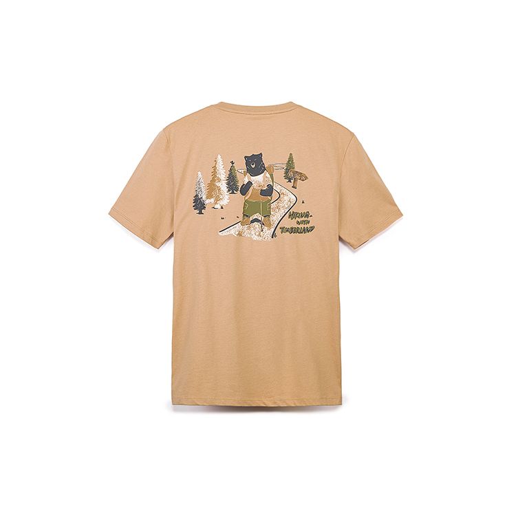 Timberland Casual Breathable Printed Short Sleeve T-Shirt Men Tops Light-Wheat A6EZW-EH3