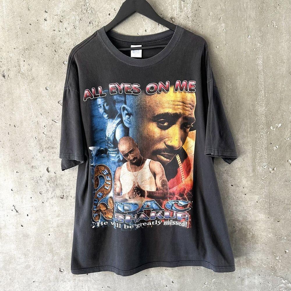 90’s Tupac Shakur 2Pac ‘All Eyez On Me’ Black Short Sleeve Unisex Shirt WA1966 S