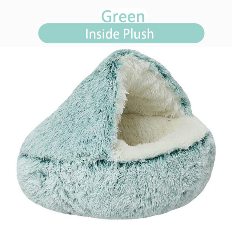 Haustier-Hundekatzenbett, rundes Plüschkätzchen, warmes Schlafnestbett, Katzen-Iglu-Höhlenhaus