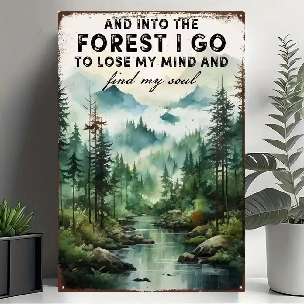Retro Metal Hiking Sign  Vintage Forest Camping Decor Rustic Home  Trail Art 20x30cm