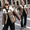 Short hooded color matching winter new down cotton thickened bread fashionable loose cotton coat