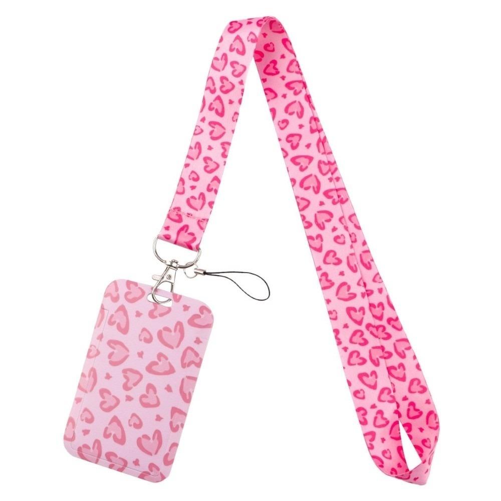 Keyring Accessories Minimalist Style Heart Credential Holder Heart Pink Key Lanyards Protective Case Students Supplies