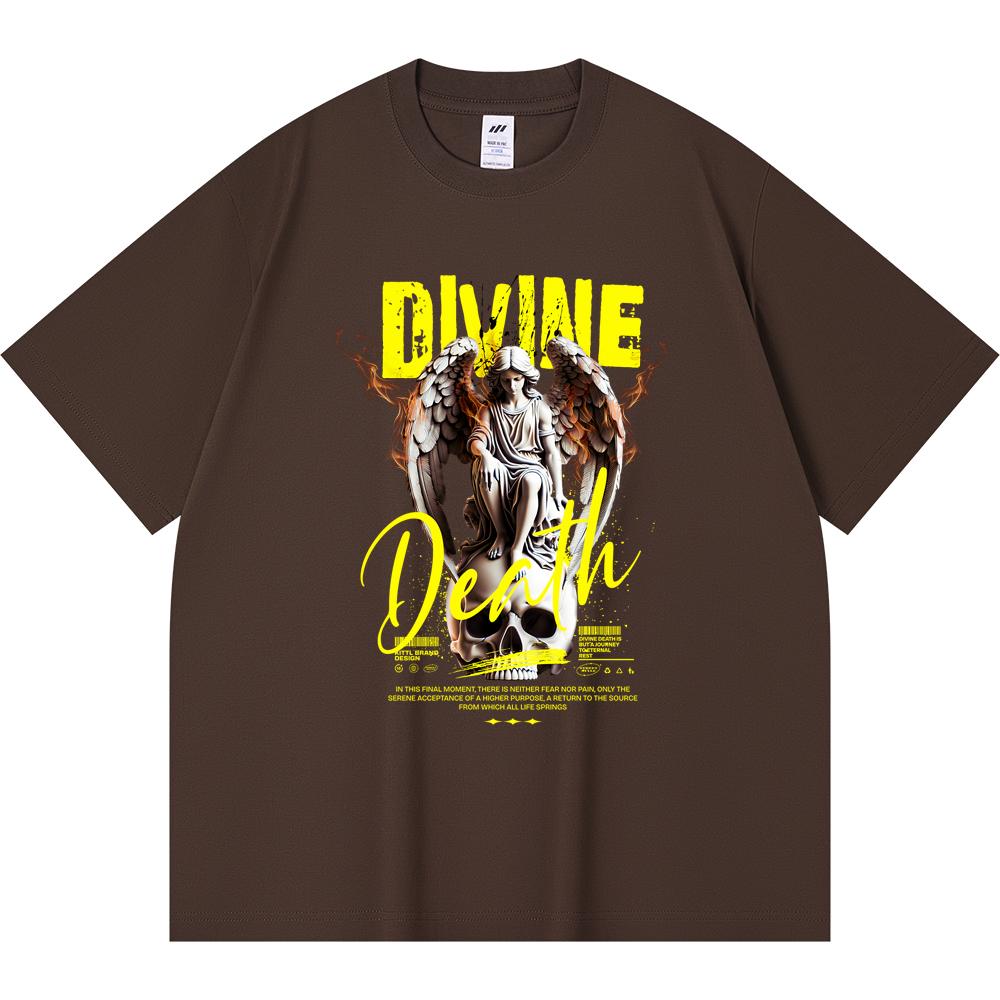 

Футболка из 100% хлопка плотностью 230 г/м2 с принтом Divine Death, забавная футболка из чесаного хлопка в стиле Харадзюку XS абрикосовый