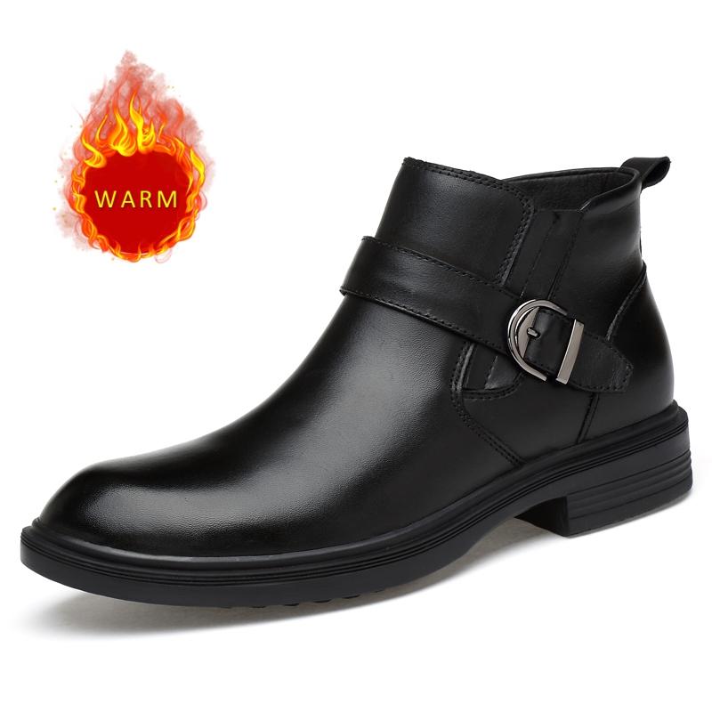 

Горячая распродажа Мужские ботинки из натуральной кожи Зимние хлопковые ботинки Плюшевые мужские ботильоны Деловые формальные короткие ботинки Большой размер 36-48 48