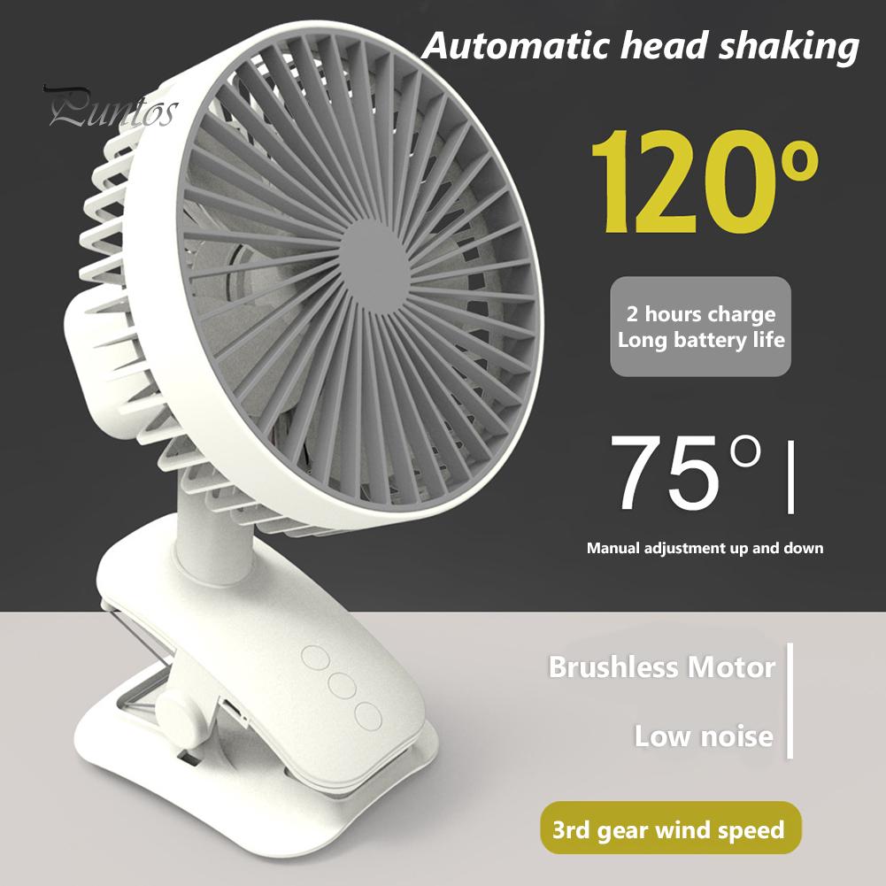 Rechargeable Adjustable 3 Speed USB Clip On Low Noise Desktop Air