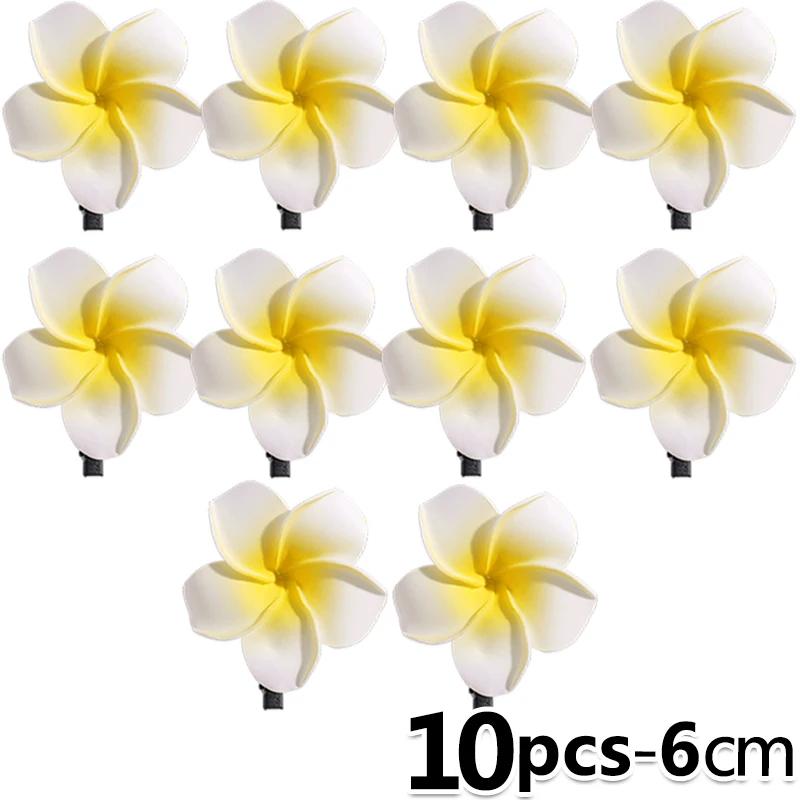 10/1 pz Fermagli Fiore di Plumeria per Capelli per Donne Ragazze Fermagli Fiore Uovo Barrettes Hawaiian Matrimonio Festa Borsa Cappello Accessori Capelli