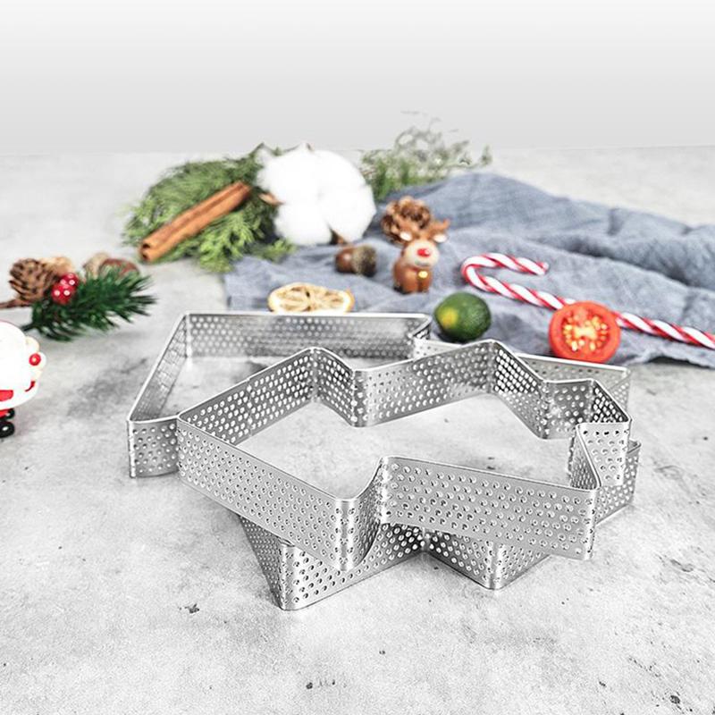 1Pcs Christmas Tree Shape Stainless Perforated Seamless Tart Ring Quiche Ring Tart Pan Pie Tart Ring Outdoor Tableware