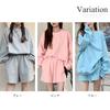 Amulet Loungewear Solid Balloon Loose Size Blue Women's Set, Sweatshirt, Color, Sleeves, Fit, L, (vl-5718-bl-l)