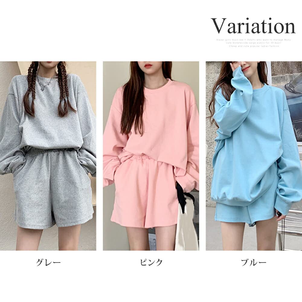 Amulet Loungewear Solid Balloon Loose Size Blue Women's Set, Sweatshirt, Color, Sleeves, Fit, L, (vl-5718-bl-l)