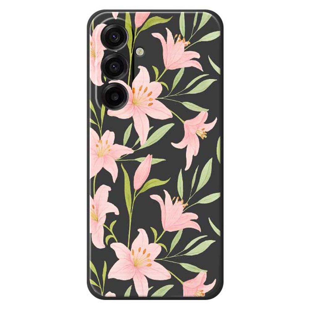 For Samsung Galaxy A17 5G Case Pink Lilies Pattern Printing Straight Edge TPU Phone Back Cover