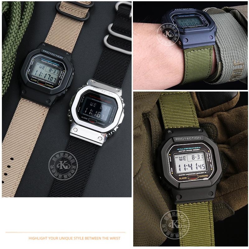 Klasyczny Adaptujący się dla G-SHOCK Casio GW6900 DW5600 GW-B5600 GM-5600 serii nylonowy pasek akcesoria sportowe outdoorowe płócienny pasek do zegarka
