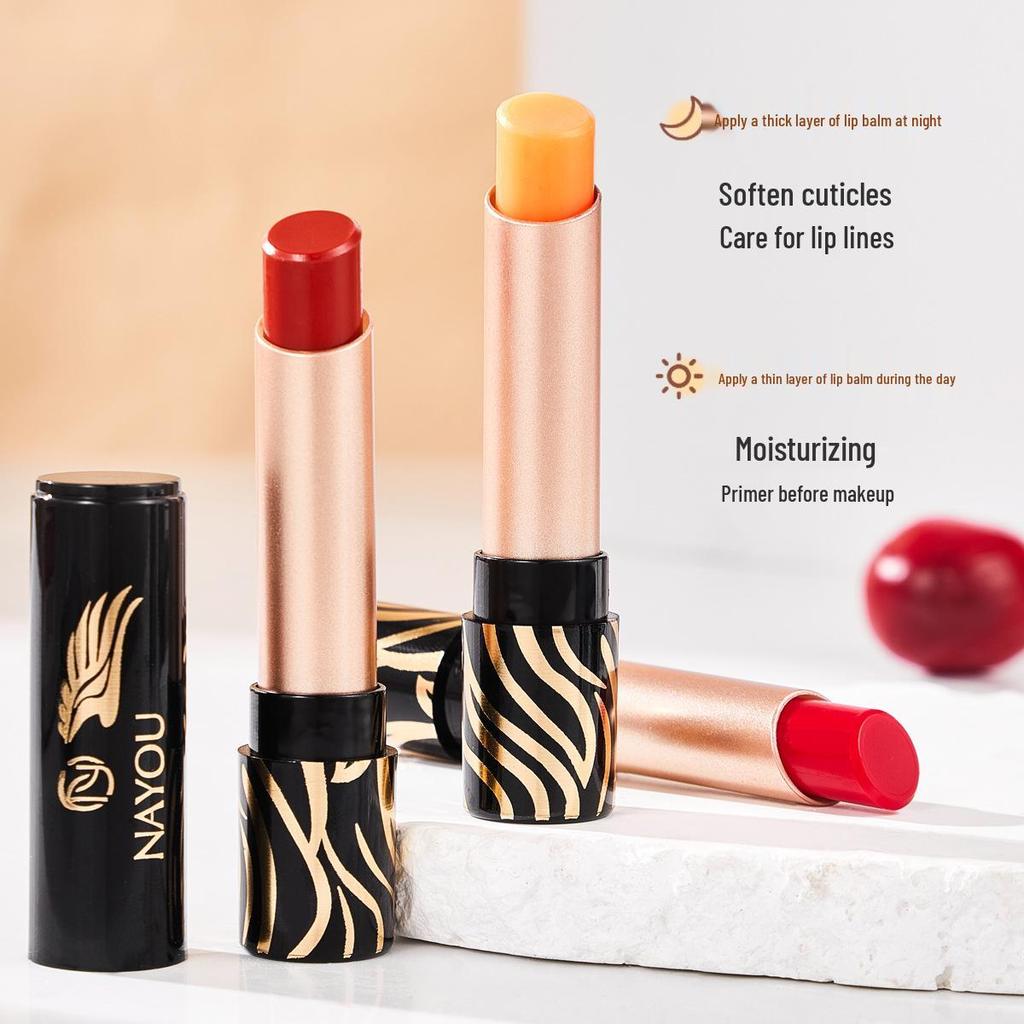 NAYOU Dreifarbiger Karotin Feuchtigkeitsspendender Lippenbalsam - Temperaturaktiviert, Feuchtigkeitsspendend, Anti-Spröde Lippenstift.