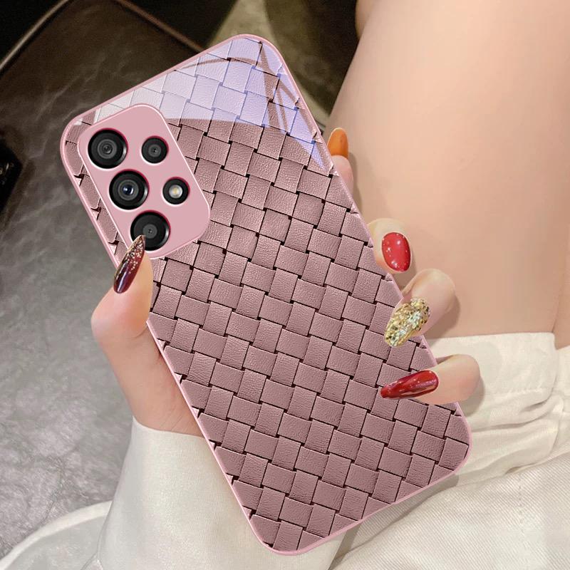Simple Checkered Black For Samsung Galaxy S10 4G S20 11E 30 S21 21Fe 22 S24 Pro S23 Ultra 5G S8 S9 Tempered Glass Phone Case