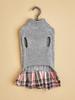 Pet Fall/Winter Outfit: Knit Sweater & Plaid Skirt with Bow-Tie for Dogs and Cats, Faux Two-Piece Design
