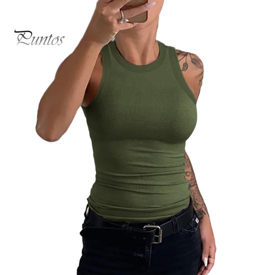 

Женский жилет с круглым вырезом без рукавов, эластичный облегающий топ, однотонный спортивный топ, летний топ для фитнеса и спортзала M армия зеленый