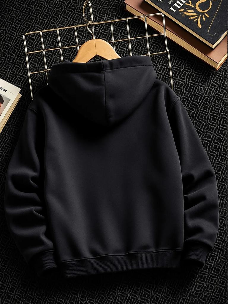 Casual Bro Slogan Kids Hoodie Plain Text Front‑side Graphic Autumn Winter Fleece Warm Children Streetwear Hooded Sweatshirt
