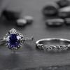 Luxury Women's Ring Creative Darth Vader Jewelry Couple Ring Simple Blue Diamond Flower Ring