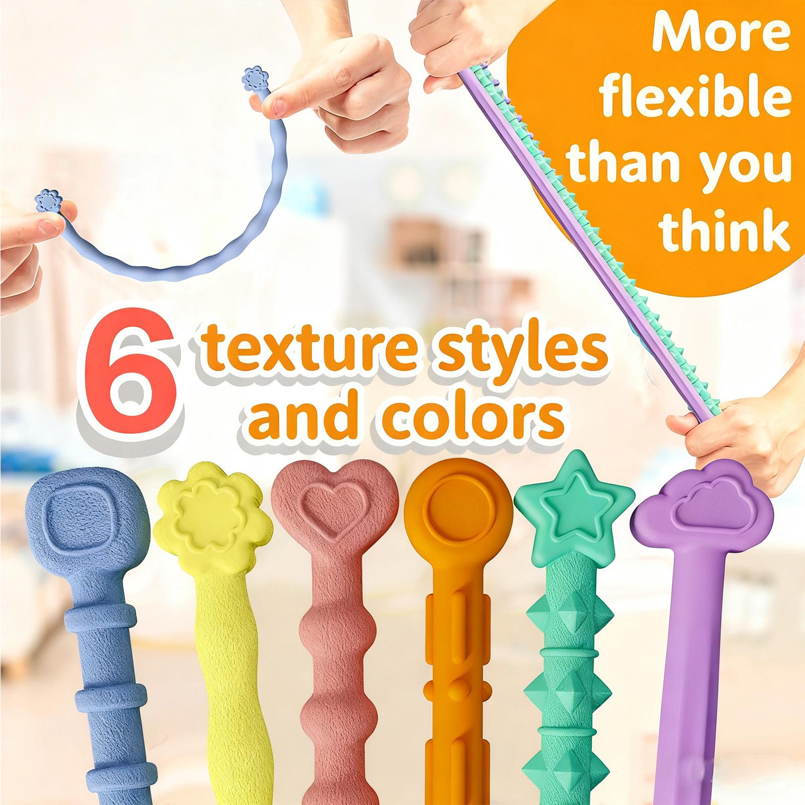 

Food-Grade Silicone Sensory Sticks For Children, Twistable Texture And Stress-Relieving Toys One Size