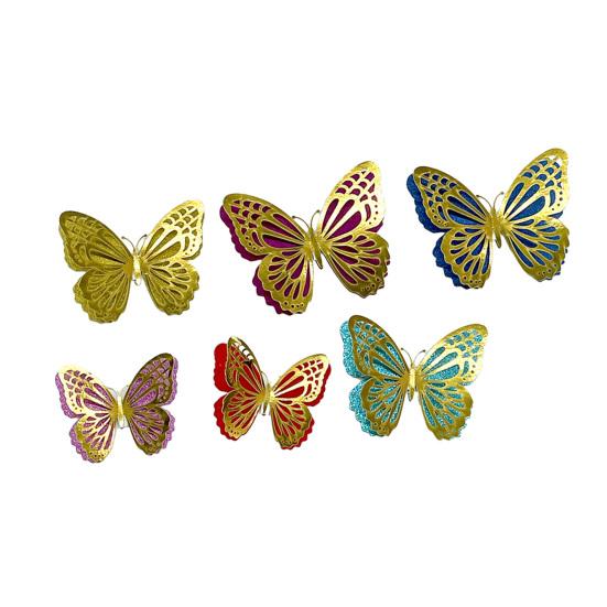 

6Pcs Self Adhesive Butterfly Wall Sticker Waterproof PVC Wall Decals Double Layer DIY Wall Art Stickers for Living Room Bedroom Bathroom розового золота