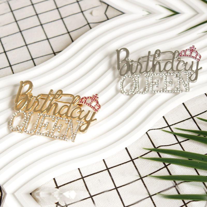 Elegant Queen Crown Brooch Pins Sparkling Rhinestone Lapel Pin Birthday Party Celebrations Women's Fashion Accessories