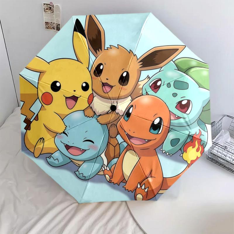 

Pokémon Characters 8-Bone Automatic Folding Umbrella, Anti-UV Portable, Ideal Gift for Fans & Home Use