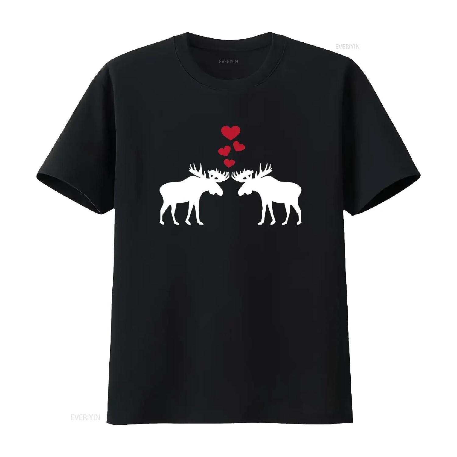 

Moose in love T Shirt vintage Washed Casual Stretched streetwear Slightly Comfortable Versatile graphic Stylish Soft S чёрный