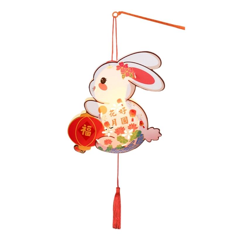 Handmade Florals Paper Lamp Set Traditional Chinese Craft Supplies LED Projection Portable for Chinese Festival