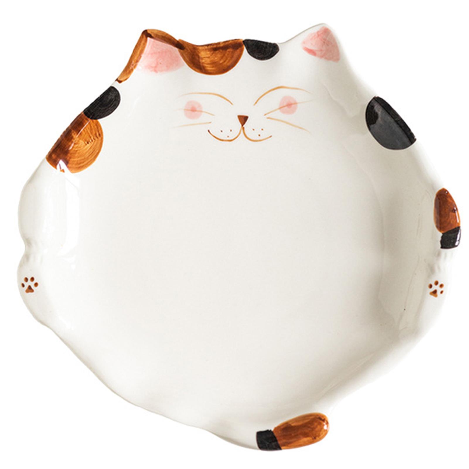 Cat Shape Ceramic Dessert Plate Japanese-style Dish Plate Cute Dessert Party Plate Home Desktop Snack Fruit Dessert Plates